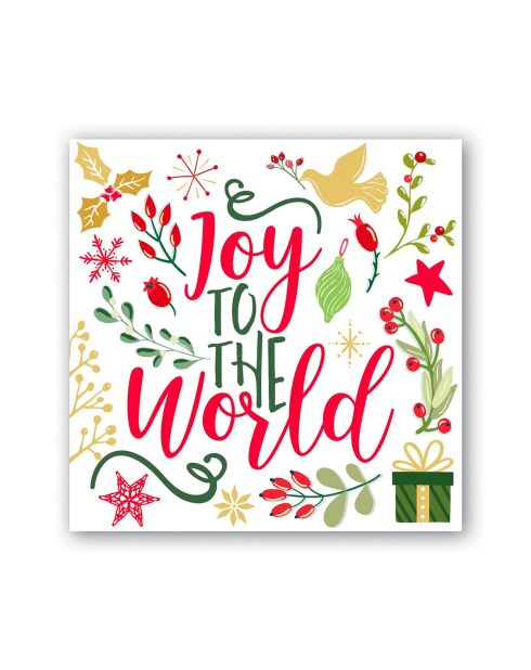 Confezione da 20 tovaglioli da cocktail Joy to the World multicolori - 12,5 x 12,5 cm