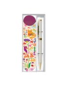 Set stylo bille et étui enjoy blanc - 3,5 x 15 cm
