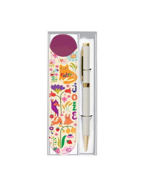 Set stylo bille et étui enjoy blanc - 3,5 x 15 cm