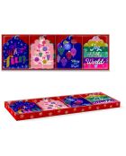Doos met 16 veelkleurige Oh What Fun kerstcadeaulabels met 4 patronen - 5 x 10 cm