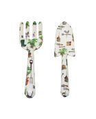 Set van 2 meerkleurige tuingereedschappen met groene vingers - 15 x 20 cm