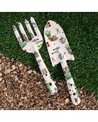 Set van 2 meerkleurige tuingereedschappen met groene vingers - 15 x 20 cm