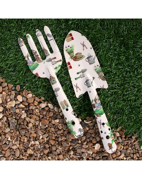 Set di 2 attrezzi da giardinaggio con dita verdi multicolori - 15 x 20 cm