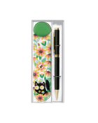 Set stylo bille et étui retro love noir - 3,5 x 15 cm
