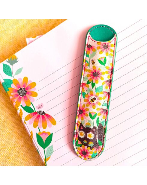 Set stylo bille et étui retro love noir - 3,5 x 15 cm