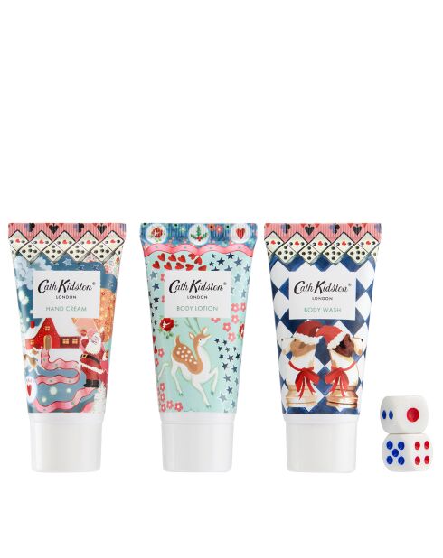 Set cadeau corps et deux dés Cath Kidston (Christmas journey) multicolore - 10 x 10 cm