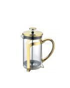 Cafetière en verre avec déco en métal doré - 9x9x18cm