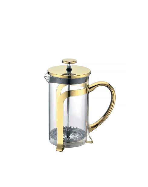 Cafetière en verre avec déco en métal doré - 9x9x18cm