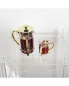 Cafetière en verre avec déco en métal doré - 9x9x18cm