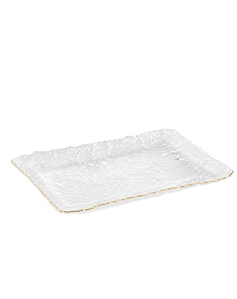 Plat à cake bord doré - 23x14.5x2.5cm