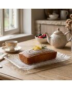Plat à cake bord doré - 23x14.5x2.5cm
