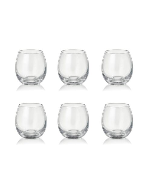 Lot de 6 verres à eau bas peony transparents - 380ml