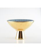 Coupe à fruits sur pied dorée et bleue - 22.8x22.8x15.5cm