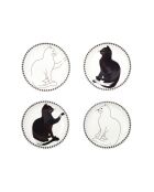 Lot de 4 coupelles chat noires et blanches - 12x12x2 cm
