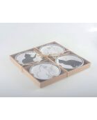 Lot de 4 coupelles chat noires et blanches - 12x12x2 cm