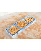 Plat apéritif 3 compartiments/plat à cake résine bleu nuage - 40x13.5x3cm