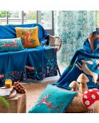 Fodera per cuscino Enchanted Fables in cotone blu e blu marino - 40 x 40 cm.