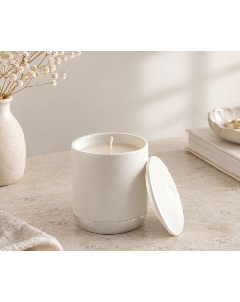 Bougie céramique base blanc - 8.2x8.2x9.5cm