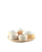 Set apéritif de 5 coupelles sur plateau en bois rond - 24.4x24.5x5.7 cm