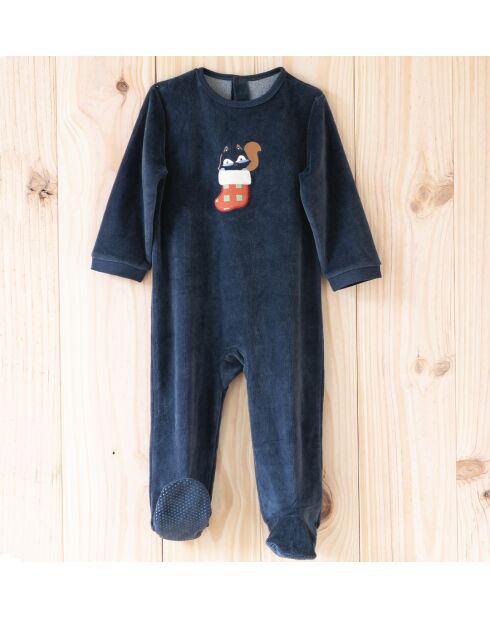 Pyjama Noël en Laponie en velours marine