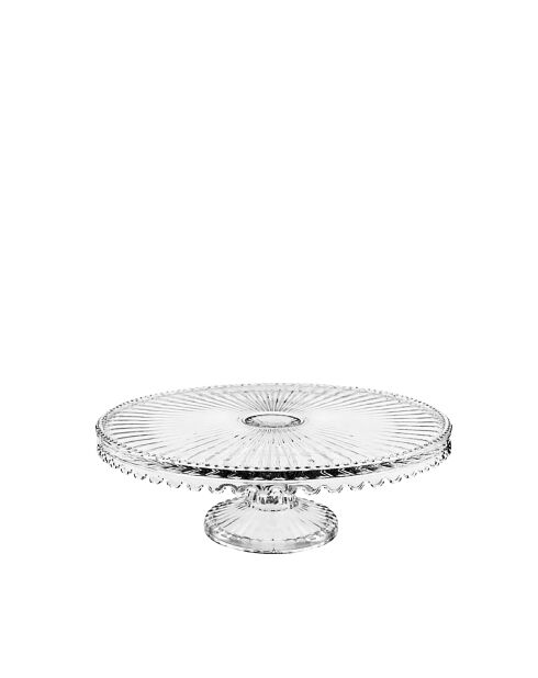 Plat à tarte sur pied en verre petit modèle transparent - 32x32x12cm