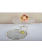 Molde pequeño para tartas de cristal transparente con pie, 32 x 32 x 12 cm