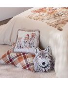 Coussin Câlins en forêt en forme de loup marron - 34 x 40 cm.