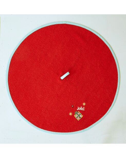 Lot de 2 essuie-mains ronds En décembre en coton rouge et bleu banquise - Ø 56 cm.
