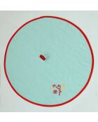 Set di 2 asciugamani rotondi In December in cotone rosso e blu ghiaccio - Ø 56 cm.