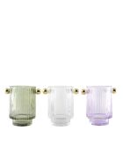 Lot de 3 bougeoirs blanc/violet/vert - 8.8x12.5x13 cm