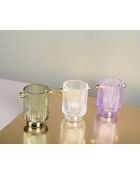 Lot de 3 bougeoirs blanc/violet/vert - 8.8x12.5x13 cm