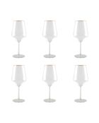 Lot de 6 verres à vin bord doré mat - 6.5x6.5x15 cm