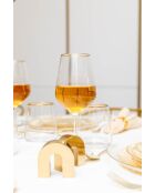Lot de 6 verres à vin bord doré mat - 6.5x6.5x15 cm
