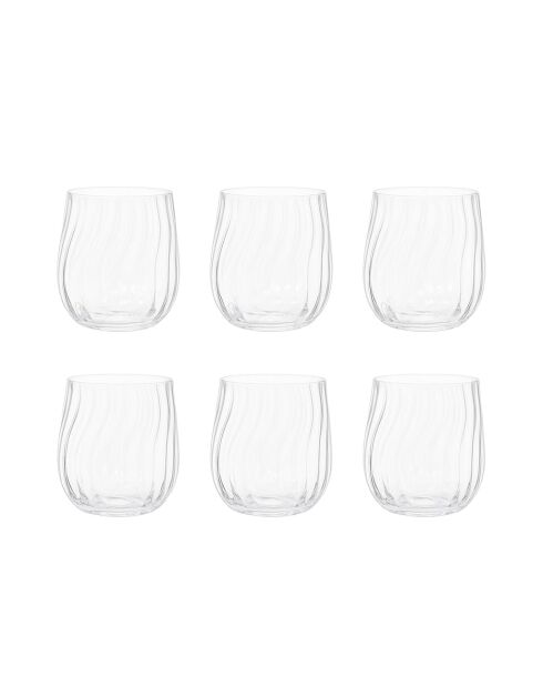 Lot de 6 verres à eau vagues transparents - 9x9x9.5 cm