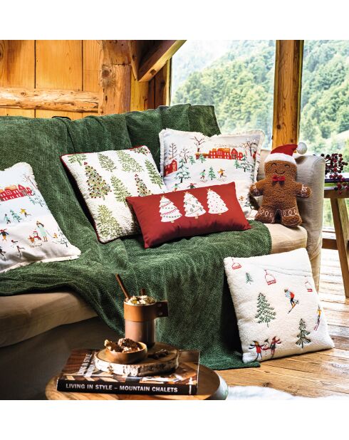 Copriletto in feltro Ambiance in ciniglia verde abete - 160 x 210 cm.