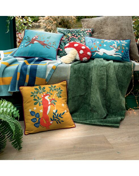 Copriletto in feltro Ambiance in ciniglia verde abete - 160 x 210 cm.
