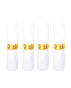 Lot de 4 ronds de serviettes nattes dorées - 4.5x4.5x3 cm