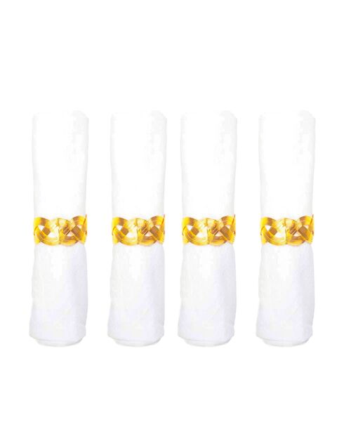Lot de 4 ronds de serviettes nattes dorées - 4.5x4.5x3 cm