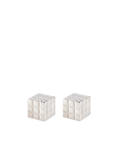 Salière et poivrière rubik's cube argenté - 3x3x3cm