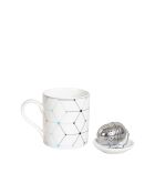 Coffret mug - coupelle et passe-thé porcelaine - 8.4x8.4x9.4cm