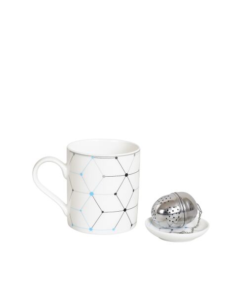 Coffret mug - coupelle et passe-thé porcelaine - 8.4x8.4x9.4cm