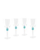 Lot de 4 verres à vin avec pied en diamant verts - 9.4x9.4x23.4 cm