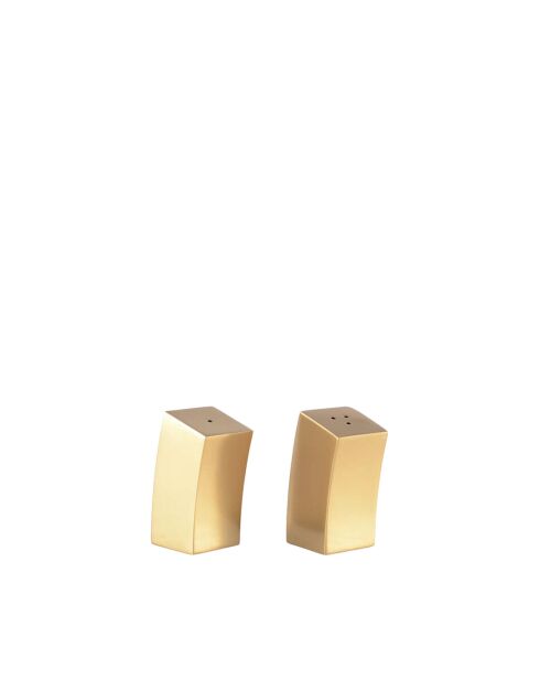 Salière et poivrière penchées doré - 2.5x2.5x5.5cm
