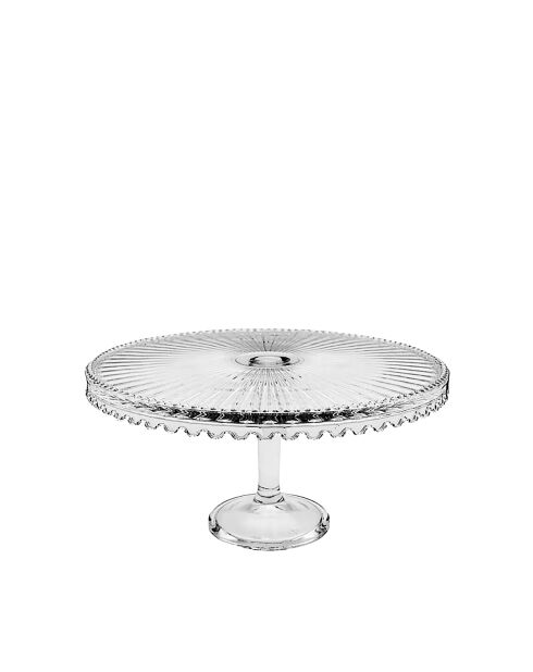 Plato mediano para tartas de vidrio transparente con pie, 32 x 32 x 17 cm