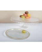 Plato mediano para tartas de vidrio transparente con pie, 32 x 32 x 17 cm