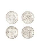Lot de 4 coupelles blanches design abstrait - 12x12x2 cm