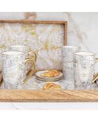 Lot de 4 coupelles blanches design abstrait - 12x12x2 cm