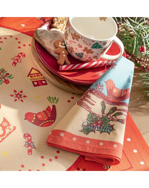 Serviette de table Valse des souvenirs en coton multicolore - 43 x 43 cm.