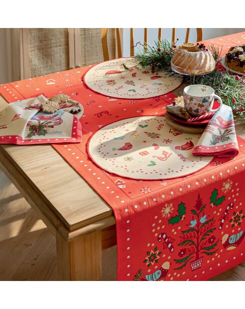 Serviette de table Valse des souvenirs en coton multicolore - 43 x 43 cm.
