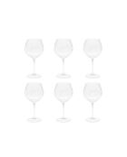 Set mit 6 durchsichtigen Weingläsern in Wellenform — 10,3 x 10,3 x 23 cm